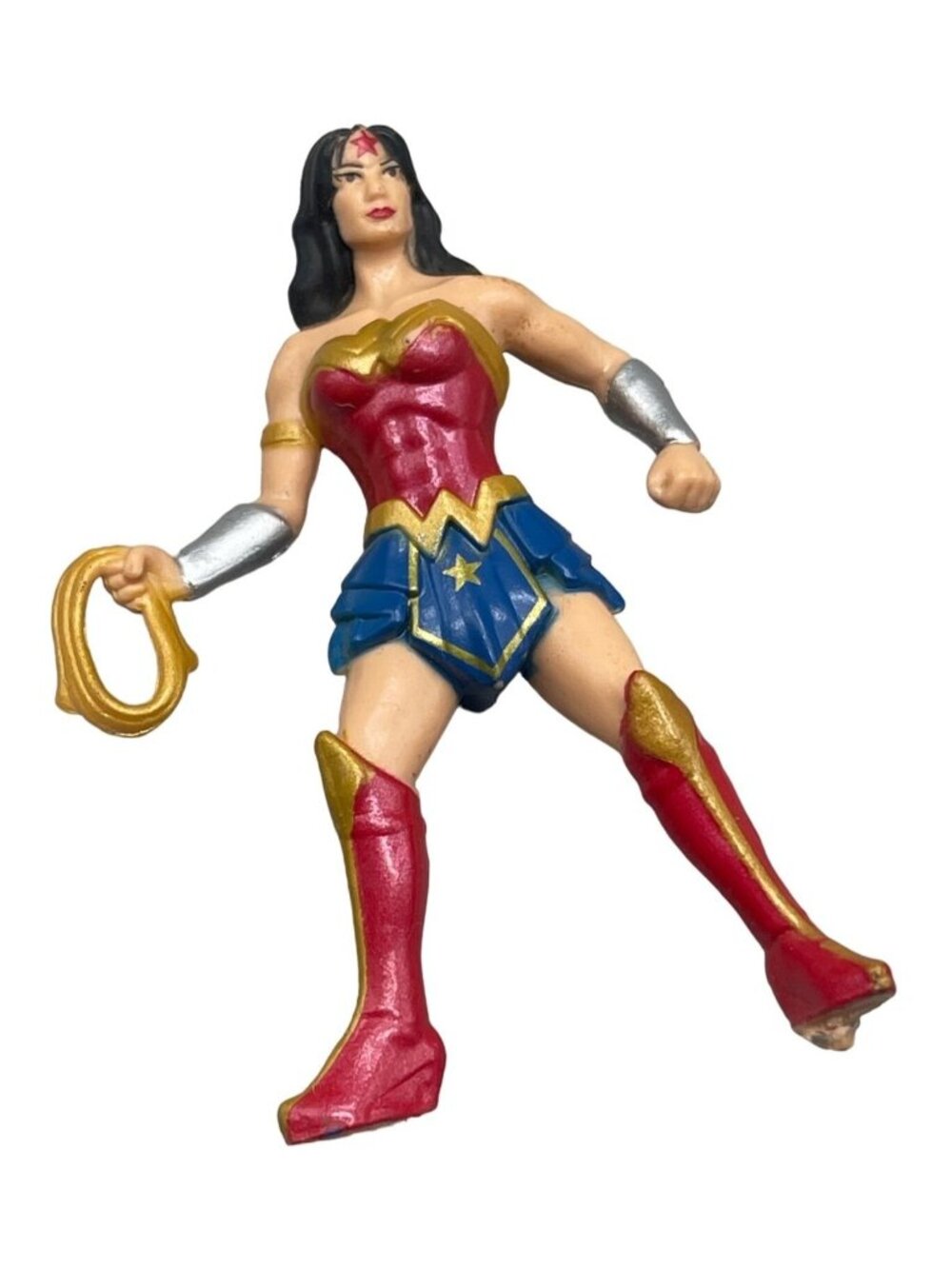 Justice League Figurines. 2.5 inches. Wonder woman action missing stand READ